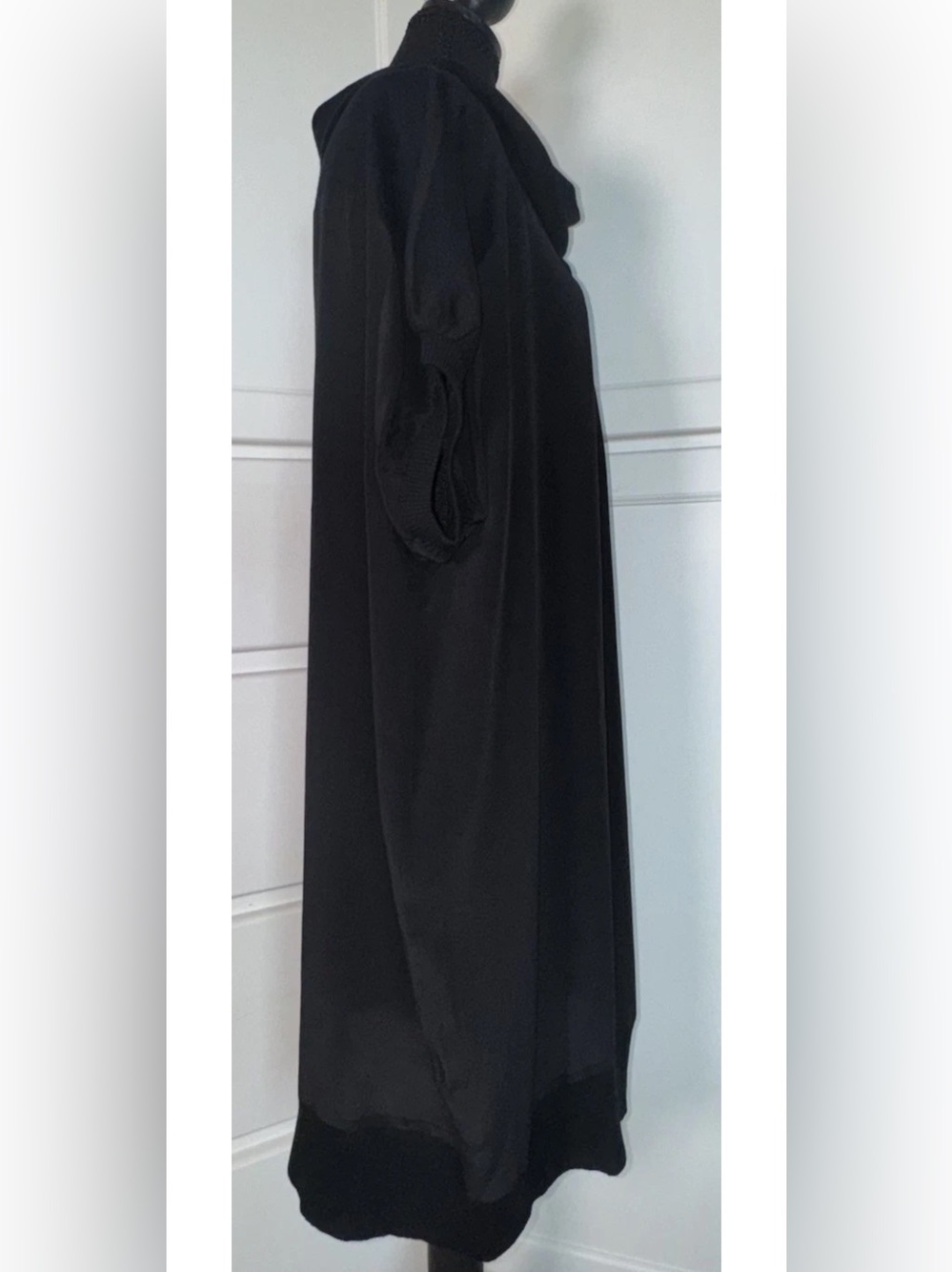 Persona Marina Rinaldi Dress L Black 100% Silk Wool Cashmere Cowl NWT $415 - Picture 5 of 14